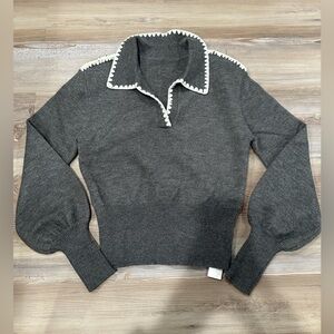 NWT Commense women’s XS Contrast Embroidered Trim Polo Sweater